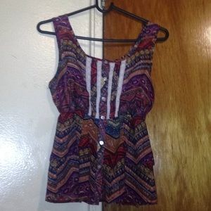 Colorful buttoned down blouse